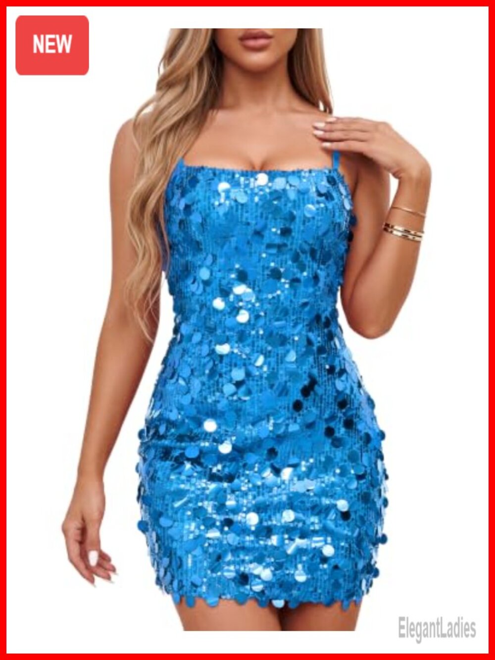 Sequin Mini Dress Spaghetti Strap Bodycon Party Clubwear